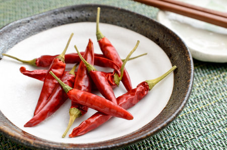 dried red peppersの写真素材