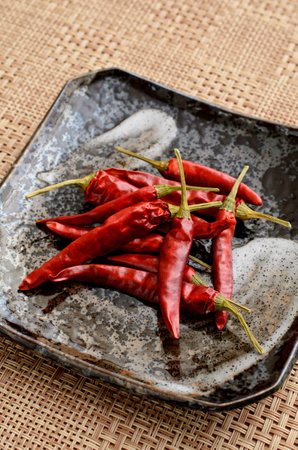 dried red peppersの写真素材
