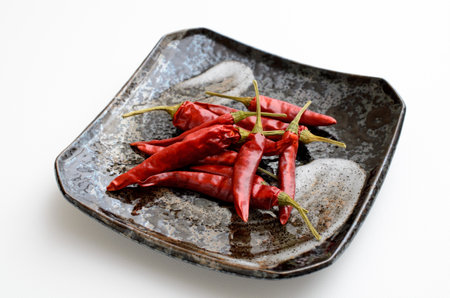 dried red peppersの写真素材