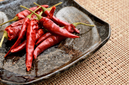 dried red peppersの写真素材