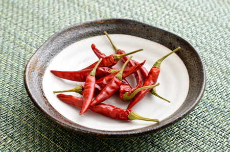 dried red peppersの写真素材