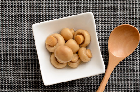 boiled whole mushroomsの写真素材