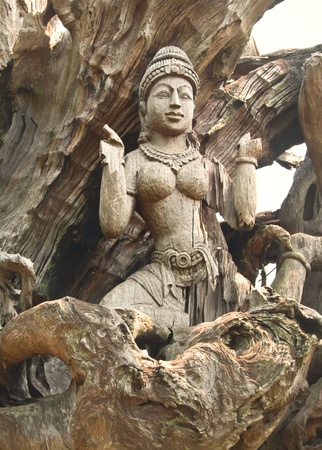 traditional Thai style wood engravingの写真素材