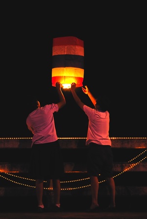 Thai people floating lampのeditorial素材