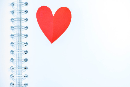 love heart on notebookの写真素材