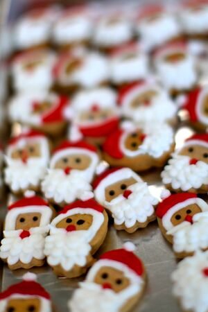 Santa ginger bread cookiesの写真素材