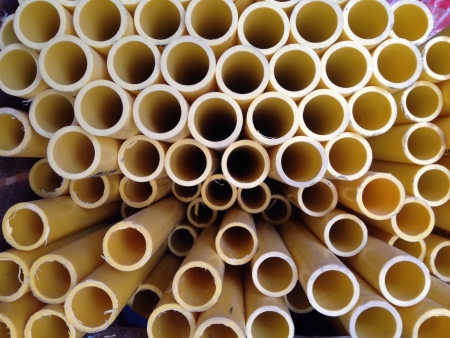 Closeup of yellow pipes