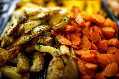 sweet potato fried with herbsの写真素材