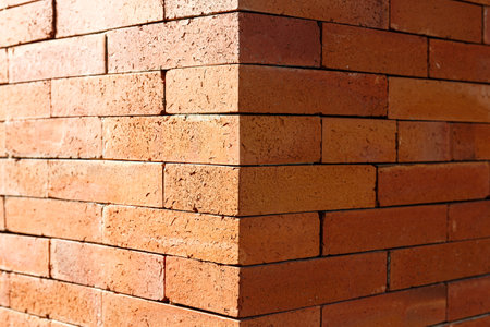 red brick wall corner backgroundの写真素材