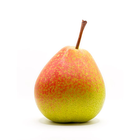 Red yellow pear fruit isolated on white backgroundの写真素材