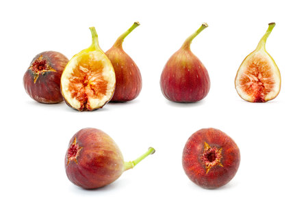 Figs isolated on white background. Set of figs isolated on white backgroundの写真素材