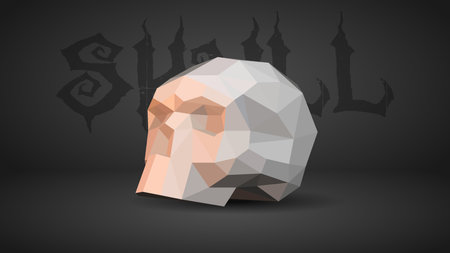 Skull Papercraft 3D for Halloween, Halloween background. Dark Color. Vector gradient Illustrator EPS10.のイラスト素材