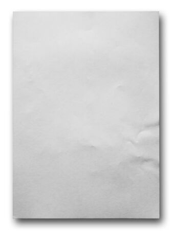 White crumpled paper on white background isolatedの写真素材
