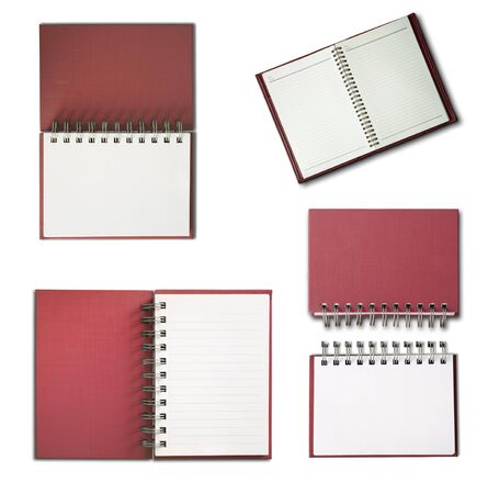 Red Notebook collection isolated on white backgroundの写真素材