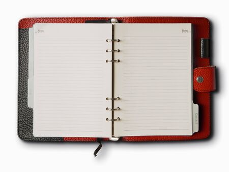 Black and red leather cover of binder notebook