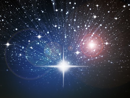Bright white star in space zoom effectの写真素材