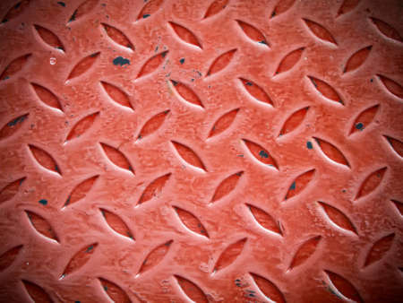 texture of red paint color floor steel plate