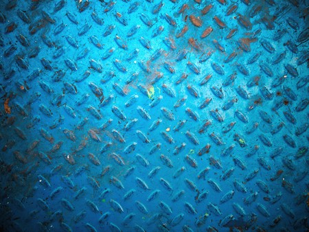 Texture of blue paint color floor steel plateの写真素材
