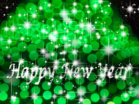 Happy new year light and star green background