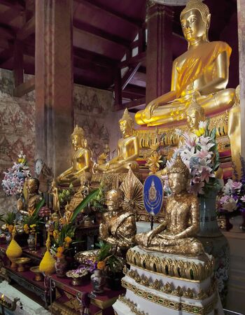 Golden Buddha Image in Thai Temple Churchの写真素材