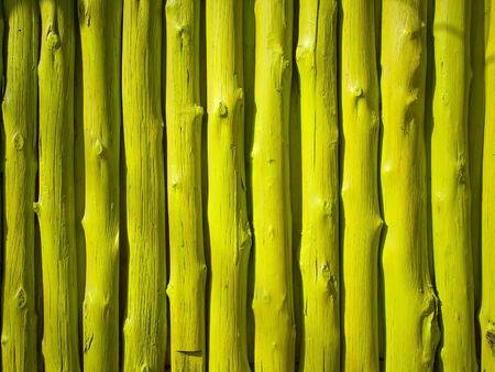 Wall made of natural timber Painted bright greenの写真素材