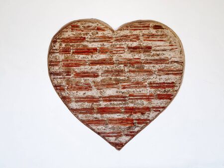 Brick Heart on White Wallの写真素材