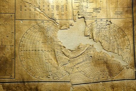 World map on old grunge paper and the lack of Chineseの写真素材