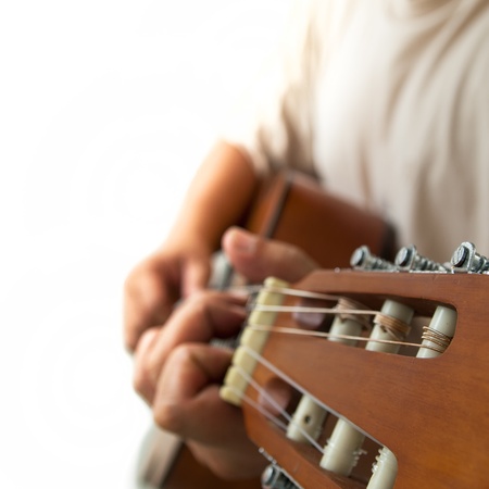Guitar Player on White Backgroundの写真素材