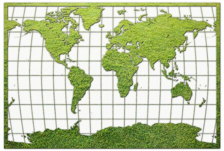 Green Grass World map on white backgroundの写真素材