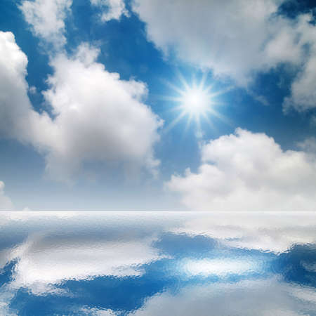 bright blue sky and sun shineの写真素材