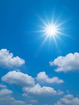 Bright blue sky and sun shine Horizontalの写真素材
