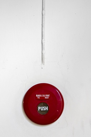 Red round manual call point for fire alarmの写真素材
