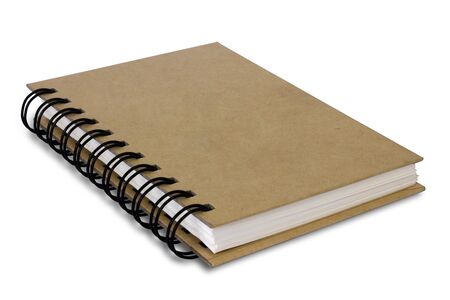 Brown recycle paper cover notebook isolated on white backgroundの写真素材