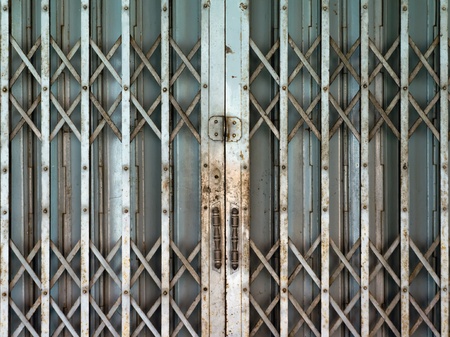 old Steel door and double handleの写真素材