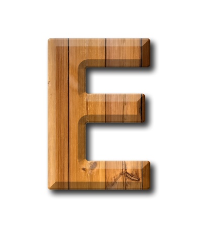 Natural Wood style Letter alphabet on White background with shadowの写真素材