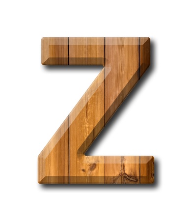 Natural Wood style Letter alphabet on White background with shadowの写真素材