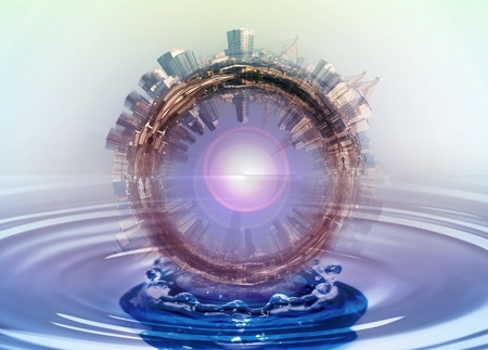 Round City floodingの写真素材