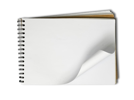 Blank page Sketch book on white background with shadowの写真素材