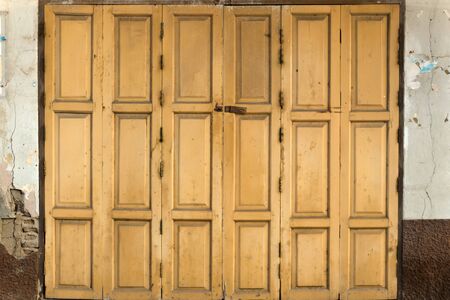 Antique Shield door painted cream colorの写真素材