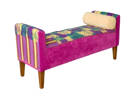 Pink Fabric Sofa on white background isolated with pathの写真素材