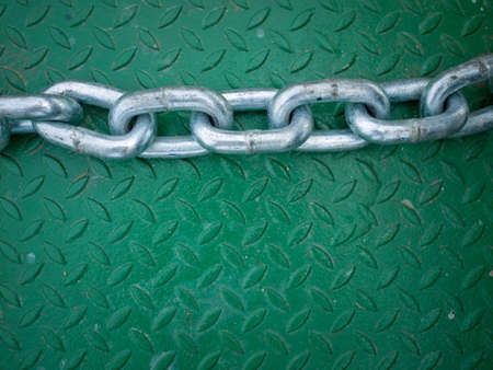 Big Silver chain on Green  diamond Steel Floor Plate