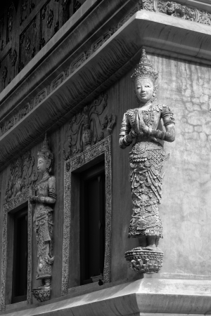 Black and White of The Thai art stucco angelsの写真素材