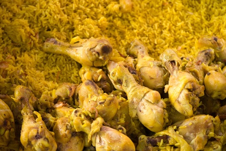 Thai food spiced rice steamed with chicken from marketの写真素材