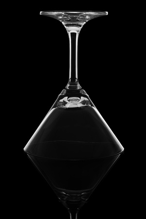 Clear Glass upside down with  Reflect Black and Whiteの写真素材