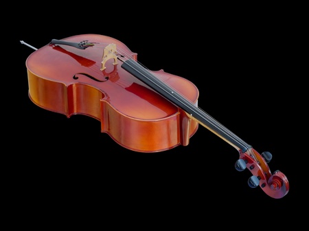 New Lying Cello on Black Background isolated with Pathの写真素材