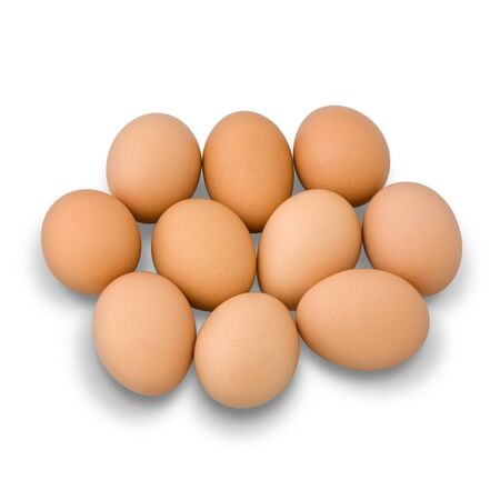 Nine Egg Group on White Background and Shadow with Pathの写真素材