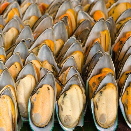 Sort and prepare mussels sold in the market