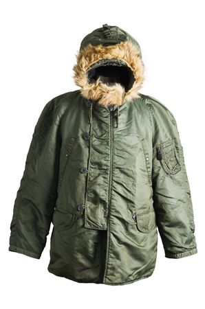 Vintage 1980 Flyer Man Air Force Type N-2B N2B BOMBER Jacket Parka Front Viewの写真素材
