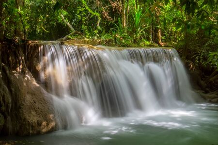 Beautiful Waterfall Huay Mae Kamin Waterfall in  Kanchanaburi Province. Thailand