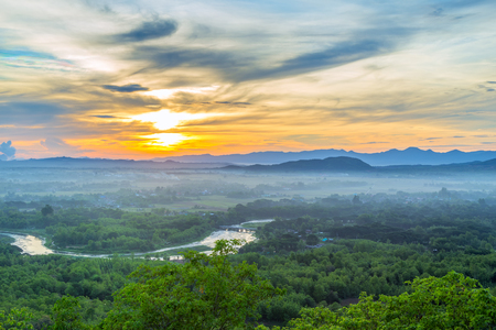 mountain landscape and fogの写真素材
